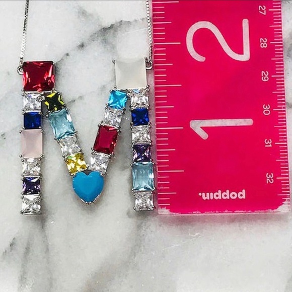 Large Colorful Crystal Initial Necklace-Boutique - Picture 8 of 11